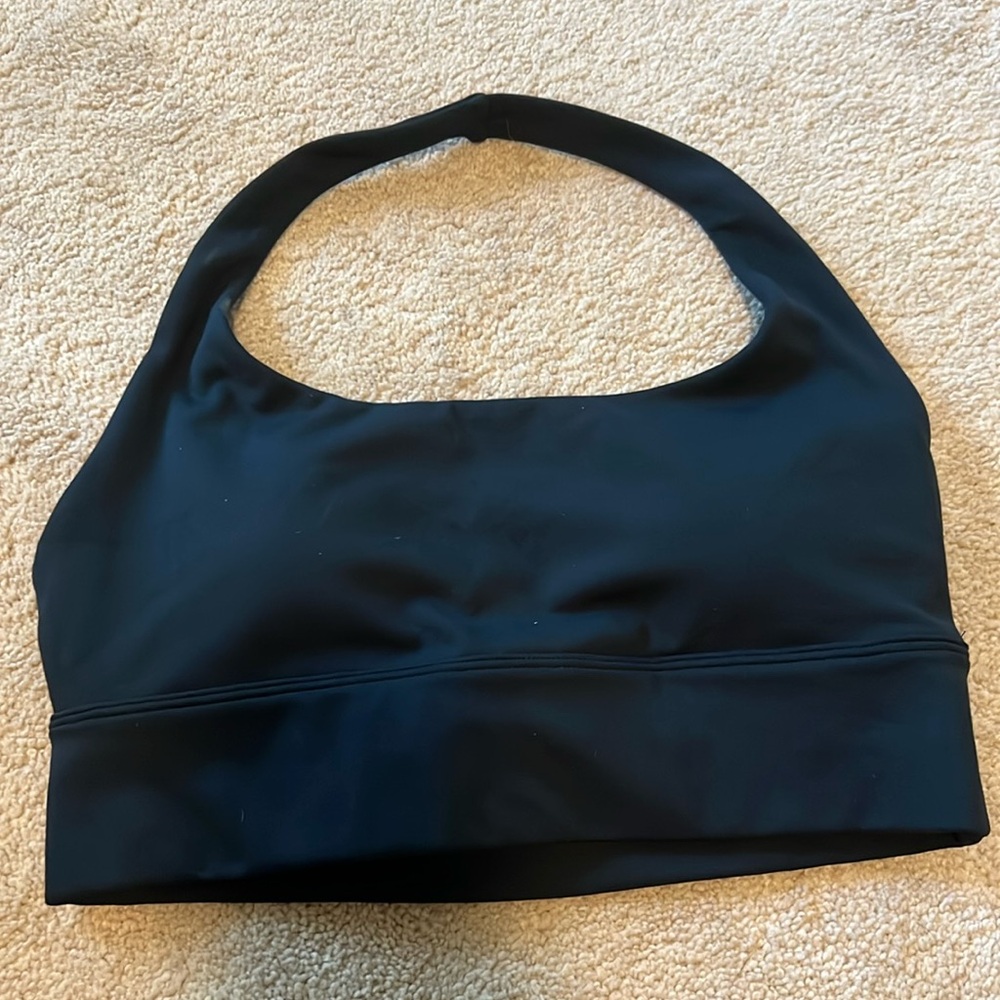 Vitality black halter long lined bra